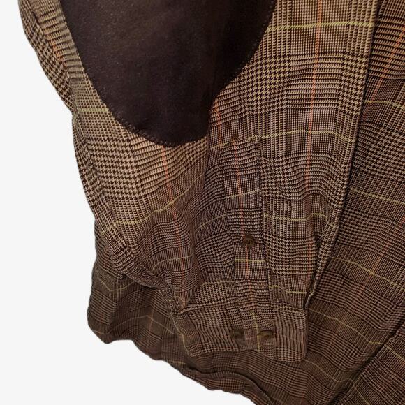 Vtg Y2k Tommy Hilfiger Houndstooth Plaid Shirt Elbow Patches Button Sz XL Brown - Picture 7 of 14